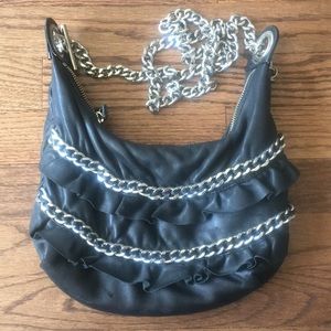 Betsey Johnson black, chain strap, satchel bag.